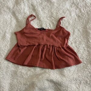 Lulus Rust Orange Textured Peplum Cami Top | Smocked Back Strappy Crop Tank